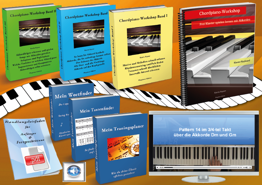 Akkorde am Klavier lernen mit den Chordpiano-Workshop eBooks, Audios, Patternvideos, PDF-Boni